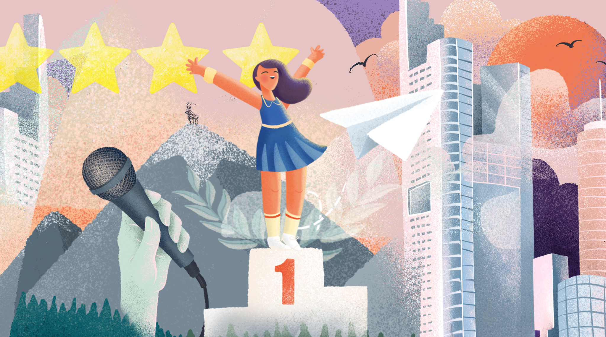 Illustration: Person auf Siegertreppchen
